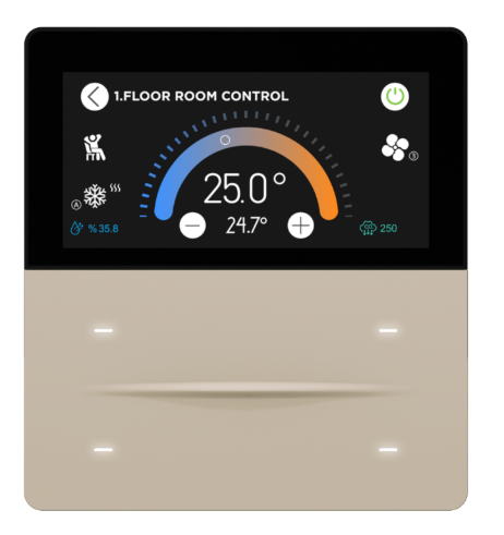 İXM 3’’ KNX Touch Panel 4 Button Aluminium Gold w/ LCD