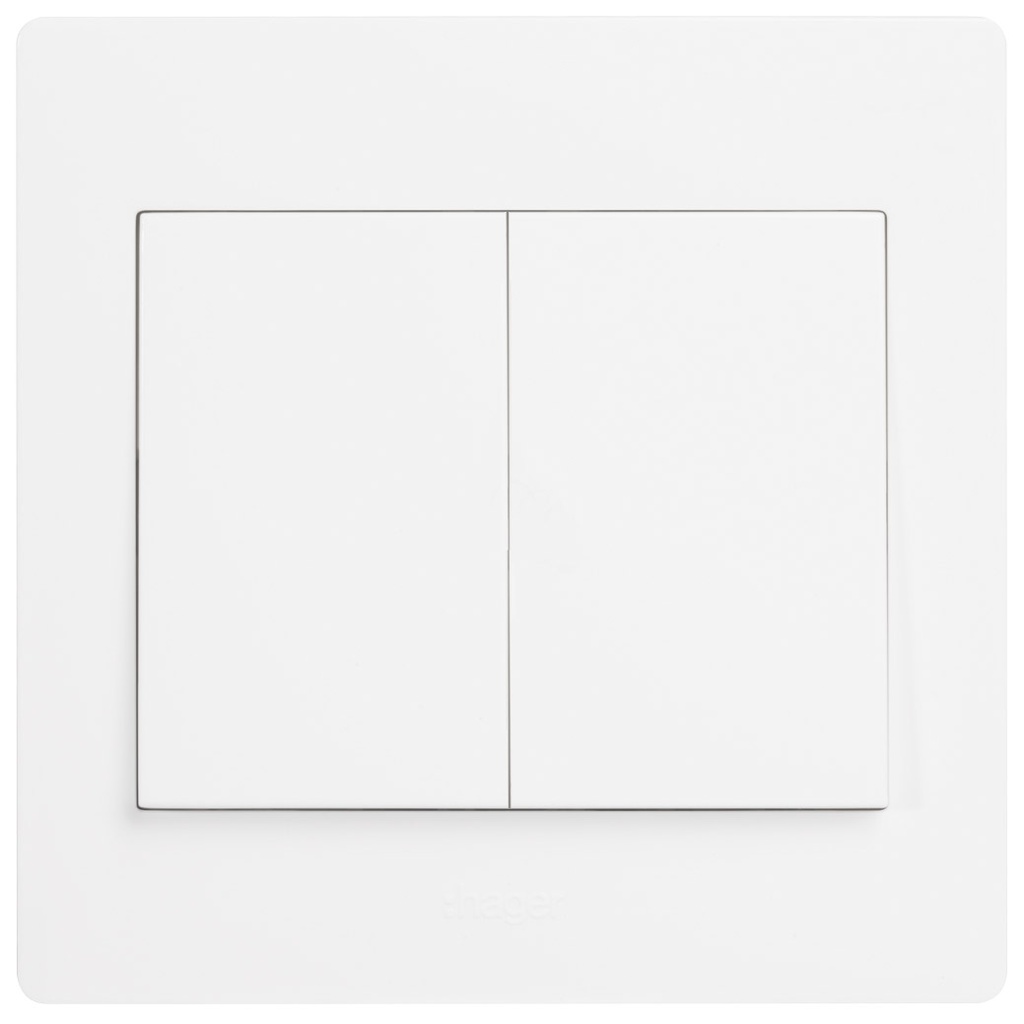 Công tắc đôi " PRESS " 10A - WGML121P - Thiết bị điện Hager cao cấp chuẩn Châu Âu bền bỉ an toàn