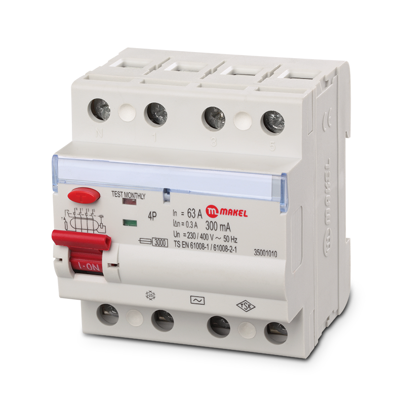 RCCB 4P 50A 300mA 3kA Type S - 35055009 | Makel.vn
