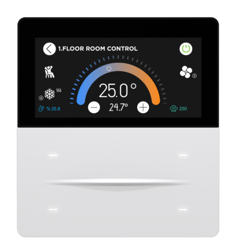 İXM 3’’ KNX Touch Panel 4 Button Aluminium Natural w/ LCD